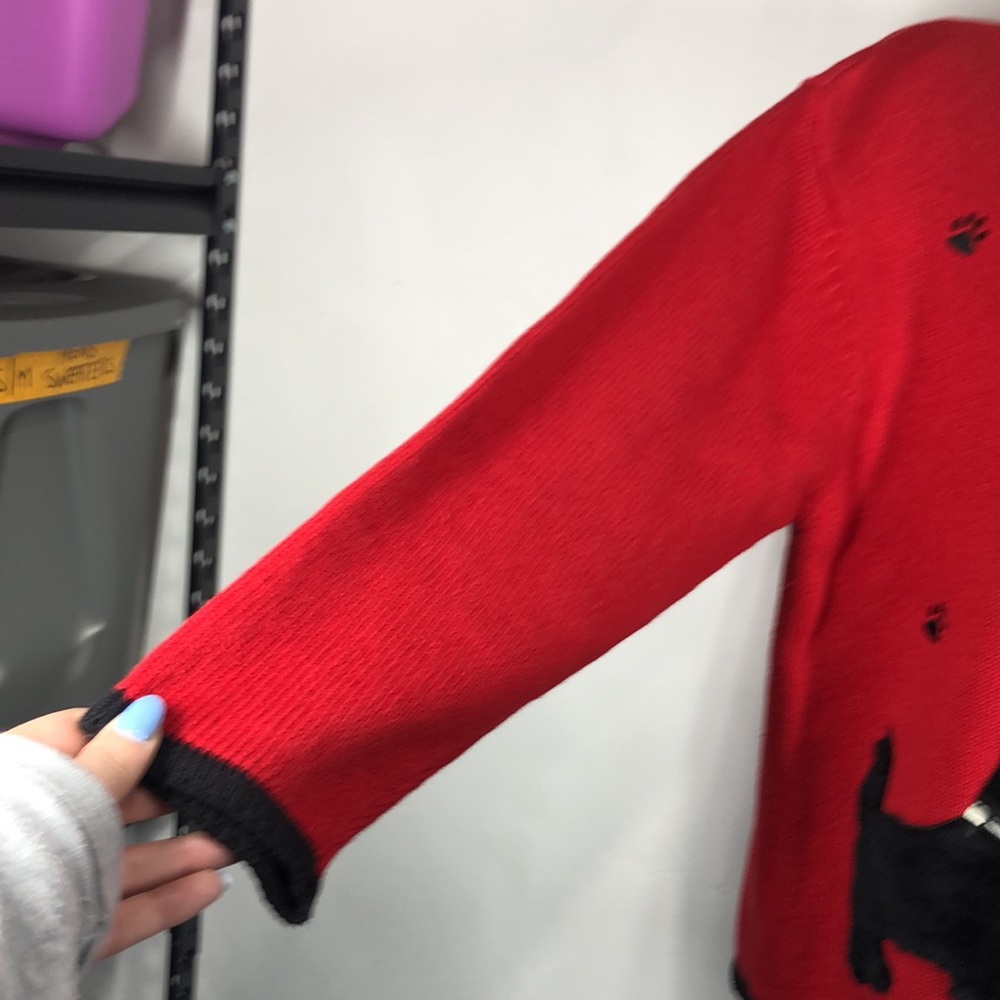 Crystal Kobe Red 3-D Scottie Dog Cardigan Size Me… - image 6